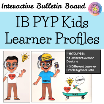 Preview of IB Learner Profiles Bulletin Board Display: IB PYP Boy Avatars
