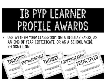 Preview of IB PYP Learner Profile Award Certificates