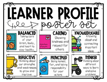 Preview of IB PYP Learner Profile Posters - Black and White Set