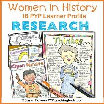 Preview of IB PYP Learner Profile Women's History Month Research Activity