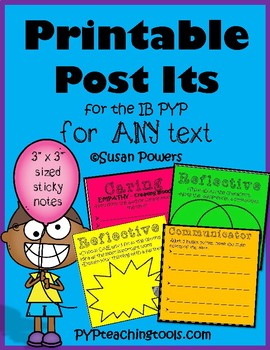 Preview of IB PYP Printable Post Its for Reading Comprehension