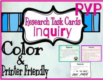 Preview of IB PYP Research ATL Task Cards Color and Print Friendly