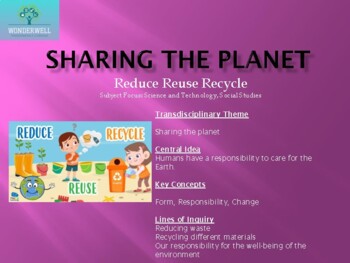 Preview of IB PYP – SHARING THE PLANET – REDUCE REUSE RECYCLE - PLANNER & RESOURCES