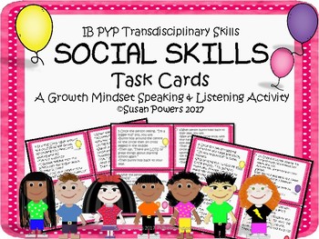 Preview of IB PYP Social Skills Task Cards for Growth Mindset Distance Learning Included