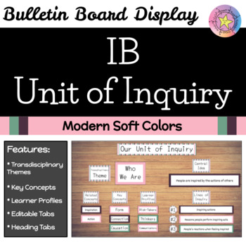 Preview of IB Unit of Inquiry Bulletin Board Display (PYP or MVP Classroom) : Soft Colors