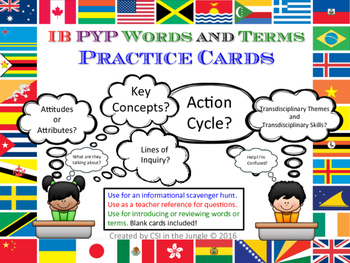 Preview of IB PYP Words and Terms Practice Cards