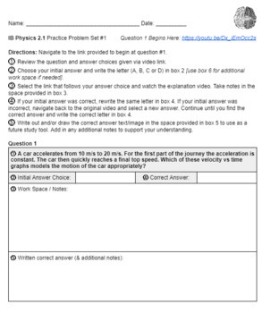 Preview of IB Physics 2.1 Problem Set #1 Student Handout