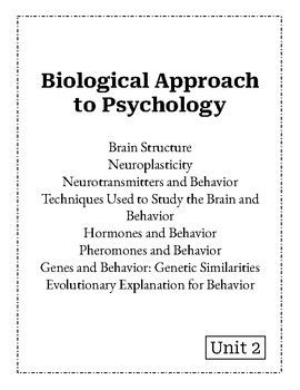Preview of IB Psychology: Biological Approach Worksheet/Study Guide