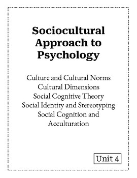 Preview of IB Psychology: Sociocultural Approach Worksheet/Study Guide
