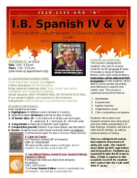 Preview of IB Spanish IV and V HL / SL class syllabus - Año "B"