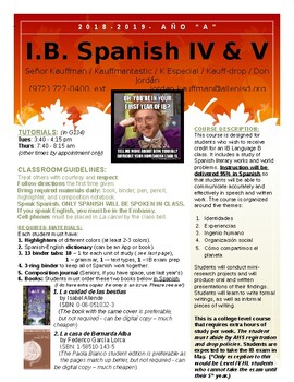 Preview of IB Spanish IV and V HL / SL class syllabus - Año "A"