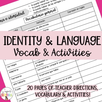 Preview of IB Spanish Language & Identity Vocabulary & Activities