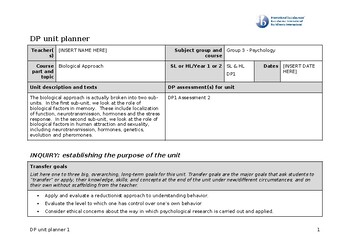 Preview of IB UNIT PLAN: Biological Approach DOC!