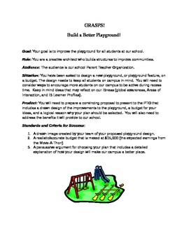 Preview of IB Year 2 Design Project- Build a Better Playground