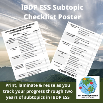 Preview of IBDP ESS Student Knowledge Checklist Poster