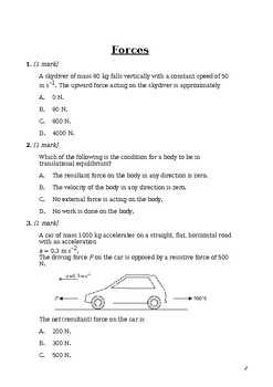 Preview of IBDP Physics: Question book A2: Forces and momentum SL (first teaching 2023)