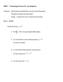 Preview of IB HL :  Technology Practice for  Investigation