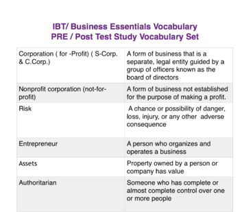 Preview of IBT/ Business Essentials Vocabulary  Pre / Post Test Study Vocabulary Set