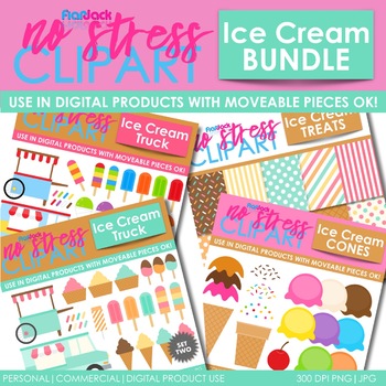 Preview of ICE CREAM Clipart Plus Digital Papers BUNDLE