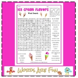 ICE CREAM FLAVORS Word Search Puzzle Handout Fun Activity