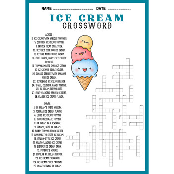ICE CREAM bundle - word search & word scramble & crossword & coloring pages