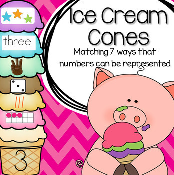 Preview of ICE CREAMS Matching Numbers 7 Different Ways onto Cones