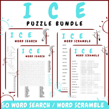 ICE WORD SEARCH/SCRAMBLE BUNDLE WORKSHEETS ACTIVITIES | TPT