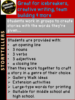 Preview of ICEBREAKER "Storytellers" - Team Building, All Subjects - Advisory - Staff