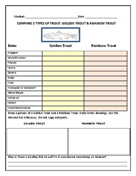 Preview of ICHTHYOLOGY: COMPARE 2 TYPES OF TROUT/FRESHWATER FISH:  GRS. 5-8, SCIENCE