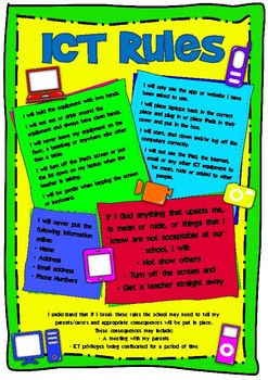 ICT/Technology Rules Poster by Katie A | TPT
