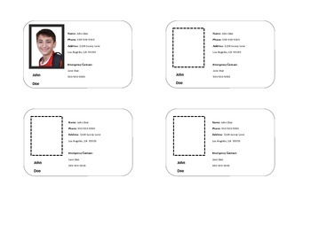 Preview of I.D./ Contact Cards