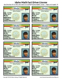 IDAHO Math Driver's License - Math Fact Incentive Program -TEMPLATES - FREE