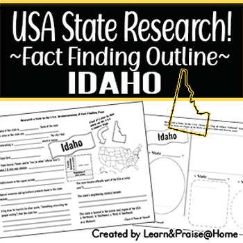 Preview of IDAHO State Research Report: Brainstorm & Fact Page Outline | SOCIAL STUDIES