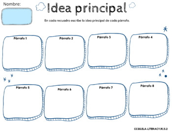 Preview of IDEA Principal - Main Idea Graphic Organizer- Spanish
