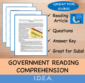 Preview of IDEA - Reading Comprehension Passage & Questions