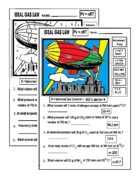 Preview of IDEAL GAS LAW COLOR-BY-NUMBER PUZZLE