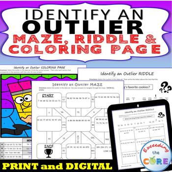 Preview of IDENTIFY AN OUTLIER IN A DATA SET Maze, Riddle, Coloring | PRINT & DIGITAL