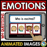 IDENTIFYING FEELINGS & EMOTIONS BOOM CARDS WH QUESTION SOC