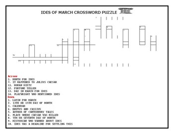 Preview of IDES OF MARCH CROSSWORD PUZZLE W/ ANSWER KEY