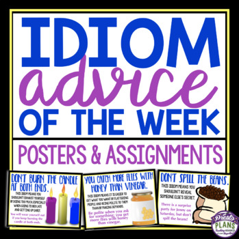 Preview of Idiom Posters and Activities - Idioms with Advice Classroom Bulletin Board Decor