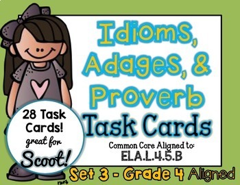 Preview of Idiom, Adage, and Proverbs Set 3 Task Cards