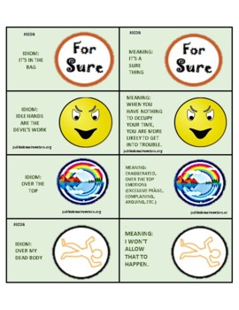 Idiom Phrases Deck B By Give Me Color Vision Teachers Pay Teachers