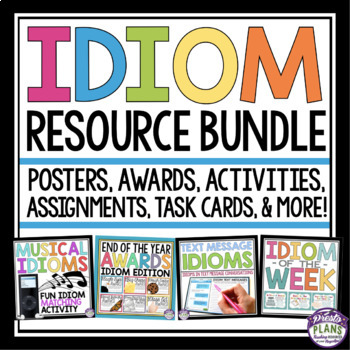 Preview of Idioms Activities, Assignments, Posters, Task Cards, and Awards Bundle - ELL ESL