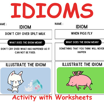 Preview of IDIOMS Activity with Worksheets and Presentation