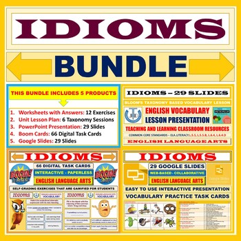 Preview of IDIOMS: BLOOM'S TAXONOMY BASED RESOURCES - BUNDLE