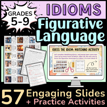 Preview of IDIOMS (Figurative Language) Engaging Lesson Slides + Practice + Fun Activities!
