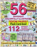 IDIOMS ILLUSTRATED Set-A! 56 DIFFERENT FLASH CARDS! DOUBLE