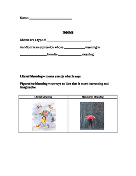 Preview of IDIOMS PACKET visual drawings