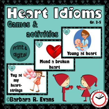 Preview of IDIOMS UNIT Heart Idioms Activities Games Figurative Language Valentine's Day