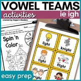 IE & IGH Activities and No-Prep Worksheets - Long i Vowel Teams